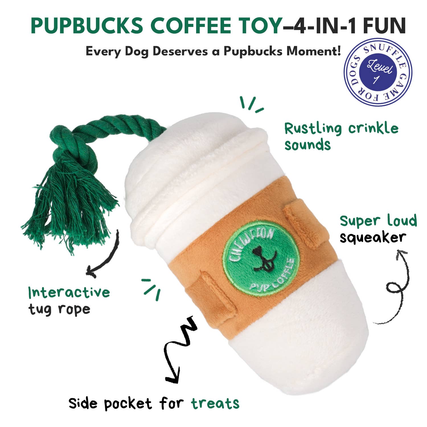 Pupcoffee Squeaky Plush Toy