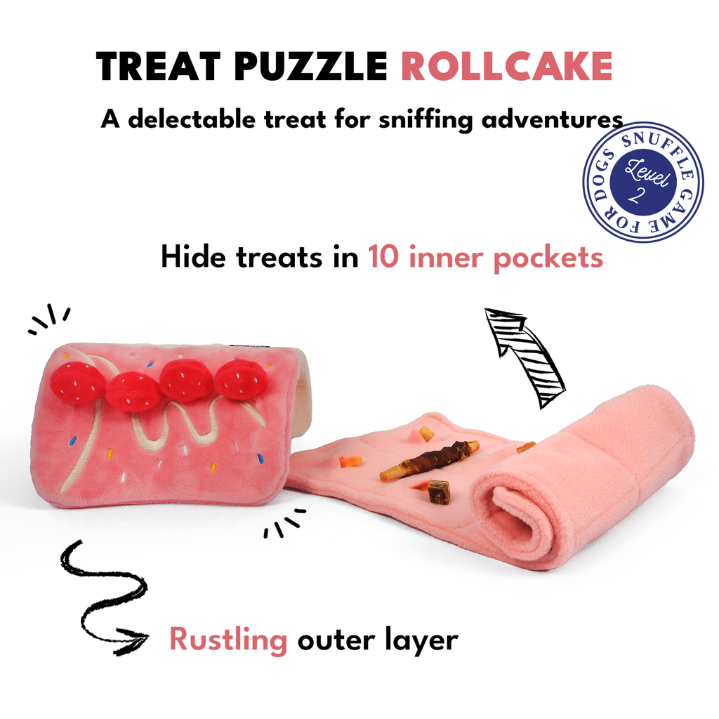 Strawberry Roll Cake Dog Puzzle Toy