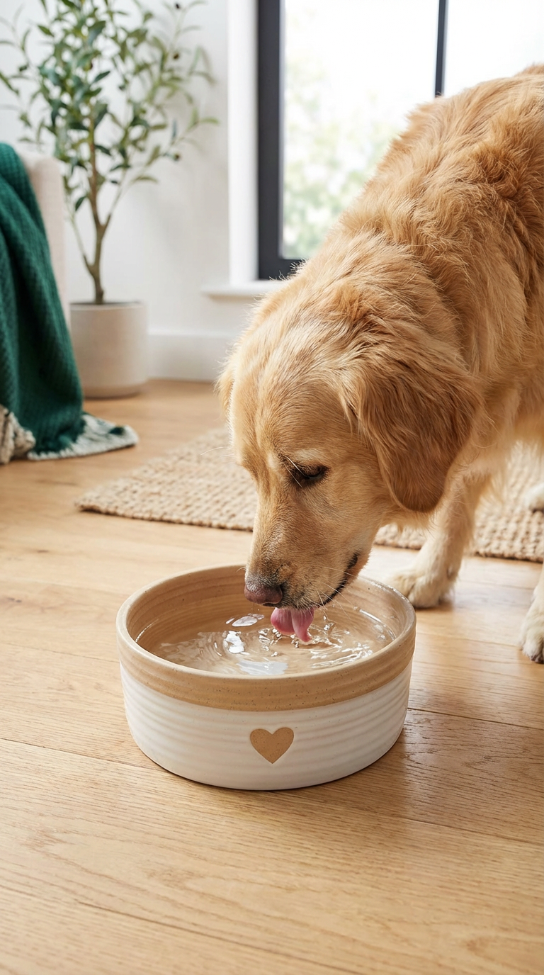 Ceramic Heart Hand Crafted Bella &  Barkley Dog Bowl