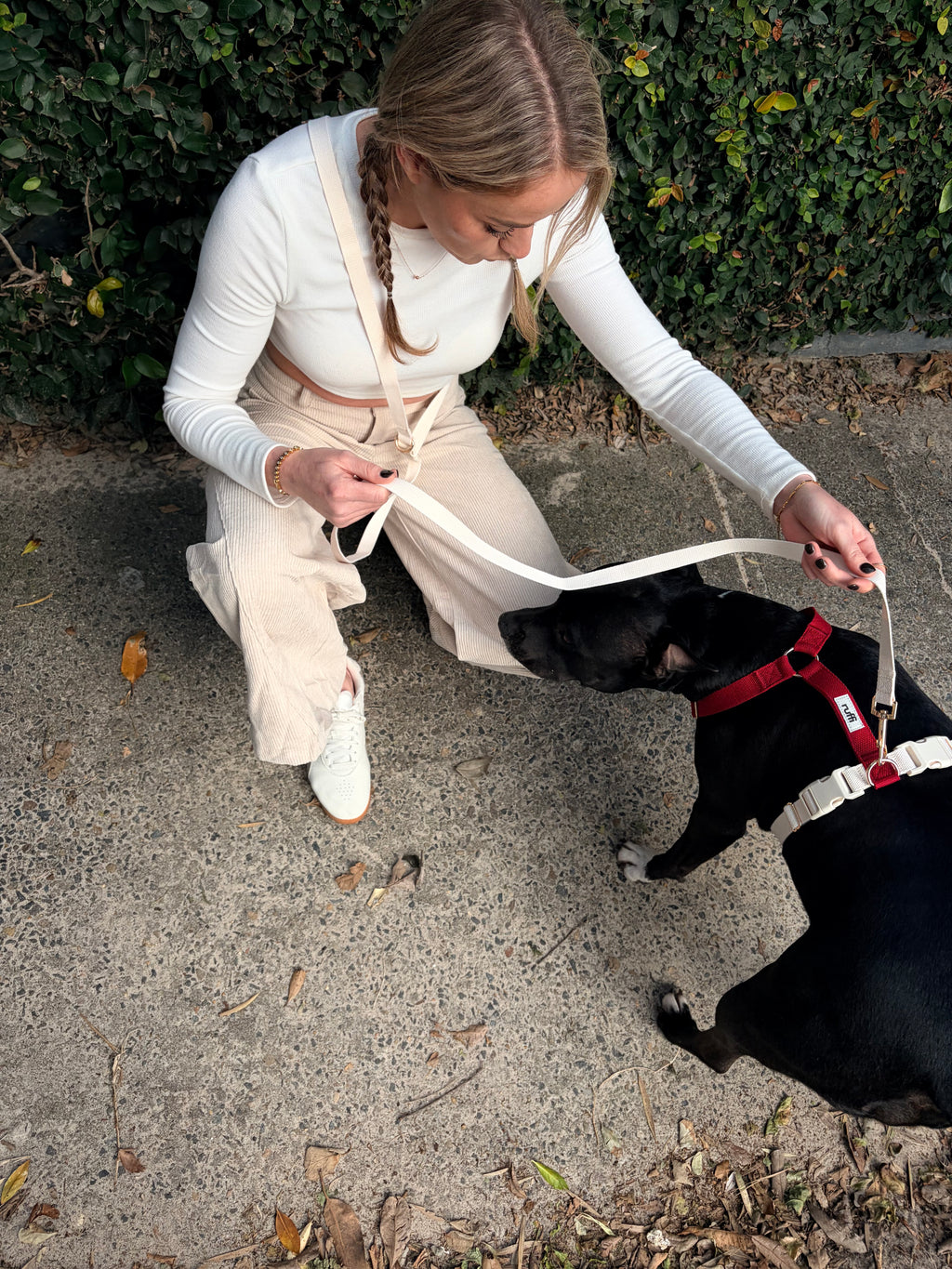 The Hands-Free Woven Leash - Cream