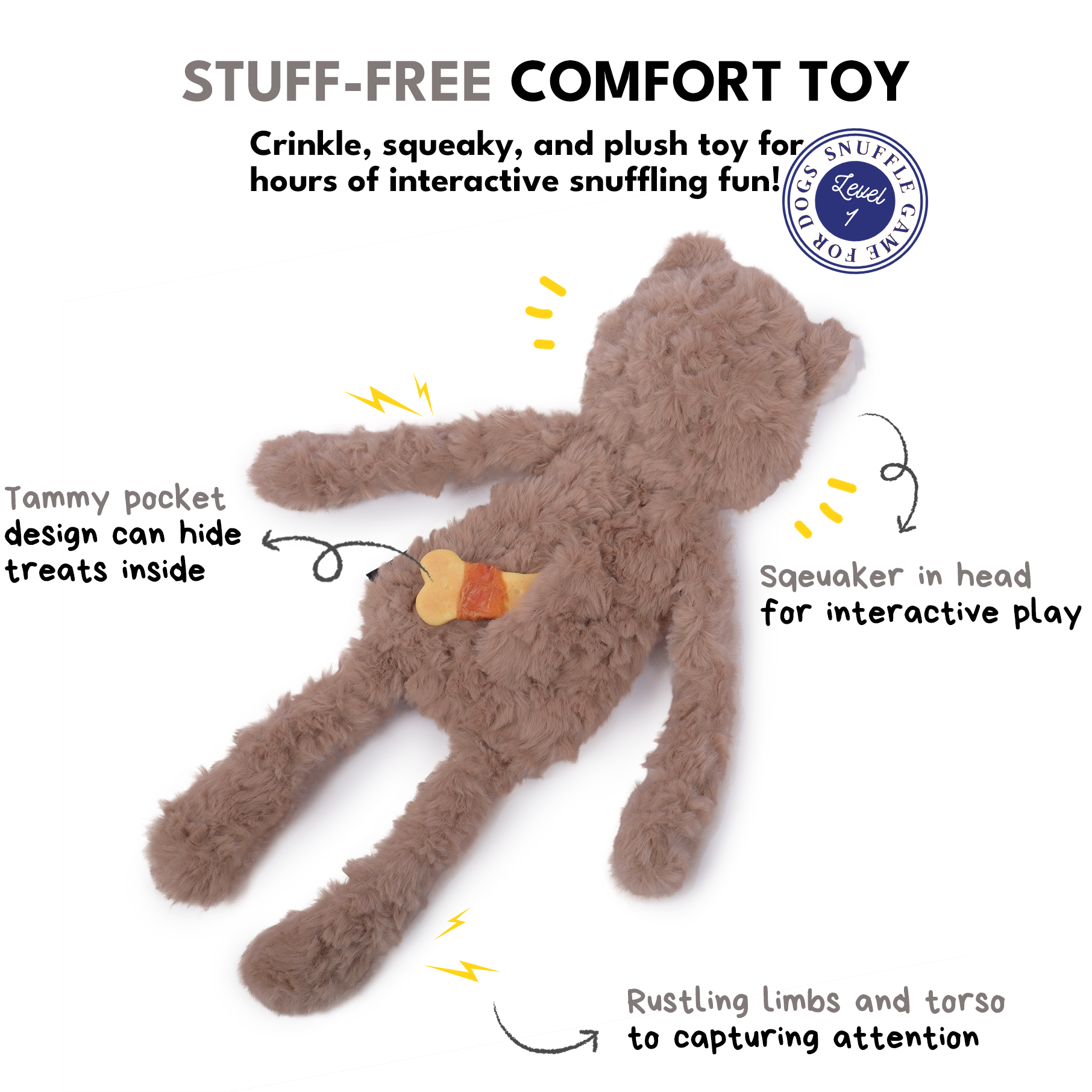 CHEWFFON No-Stuffing Teddy Bear Snuffle Dog Toy