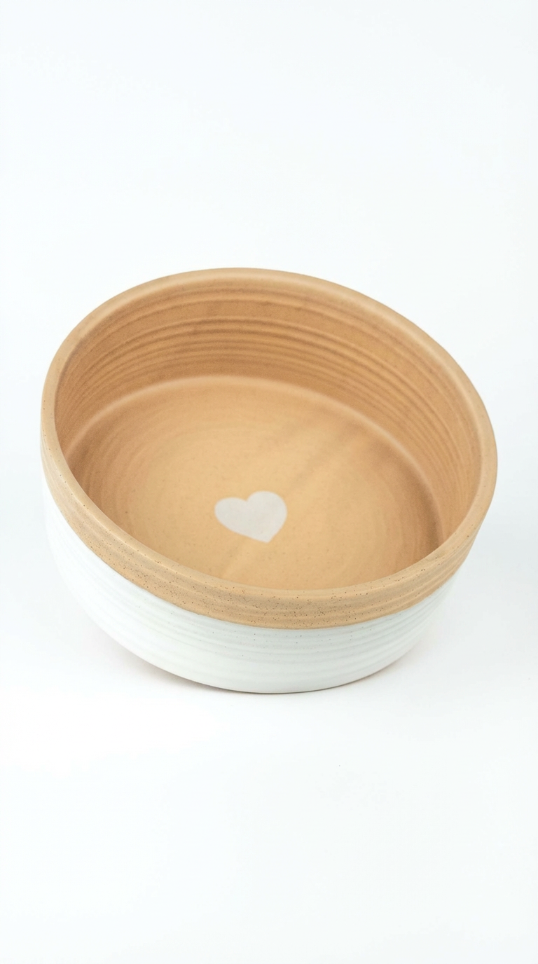 Ceramic Heart Hand Crafted Bella &  Barkley Dog Bowl