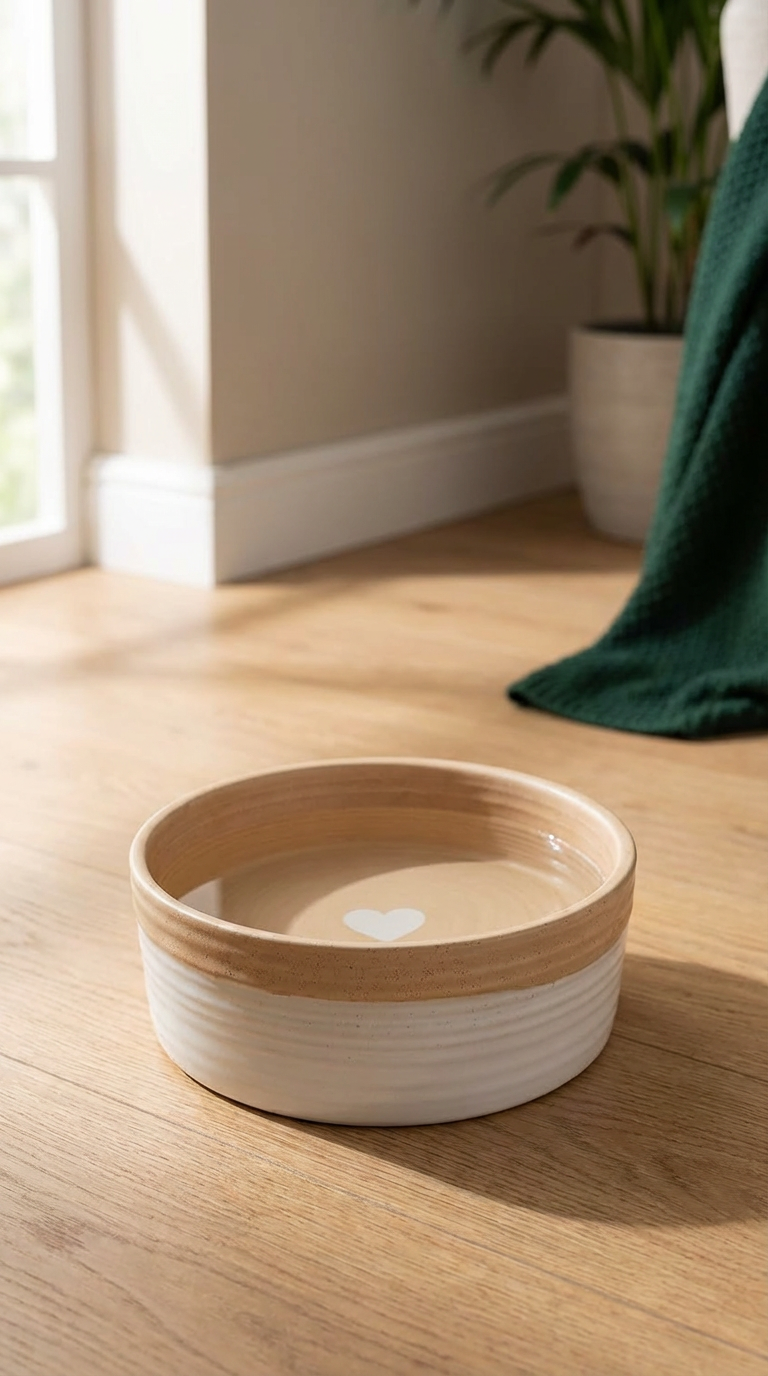 Ceramic Heart Hand Crafted Bella &  Barkley Dog Bowl