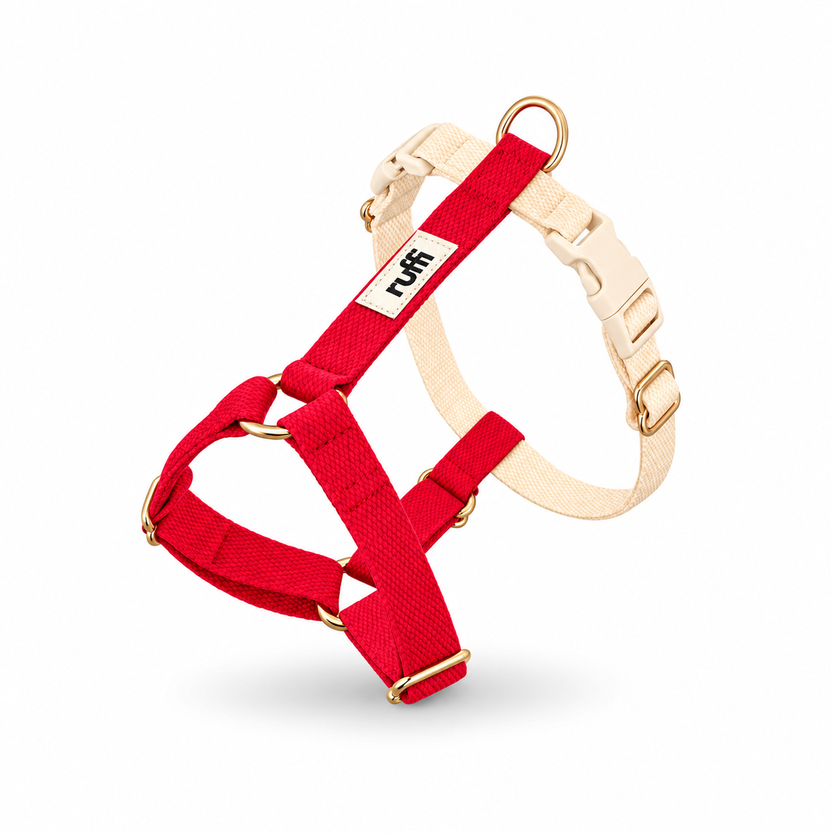 Berry/Cream Adjustable Dog Harness