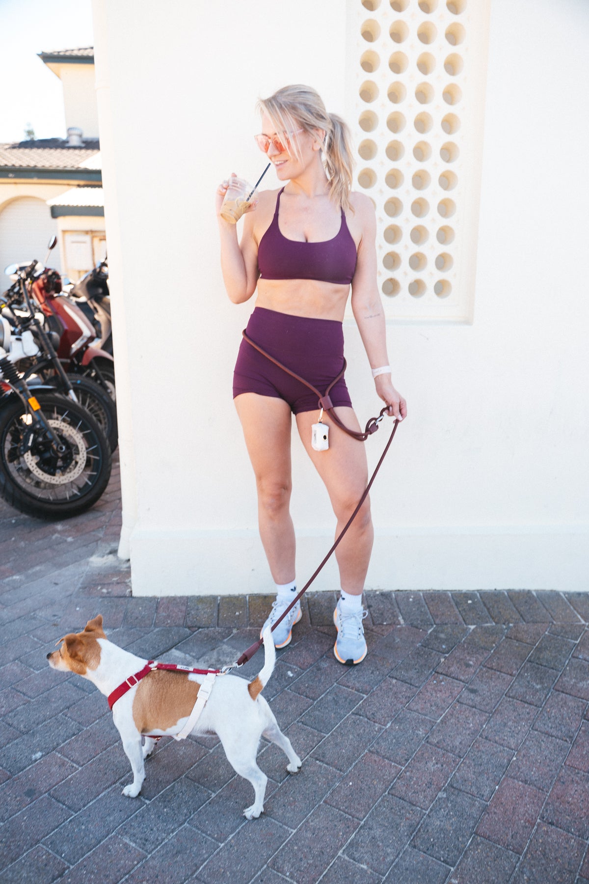 Hand Free Rope Leash Burgundy