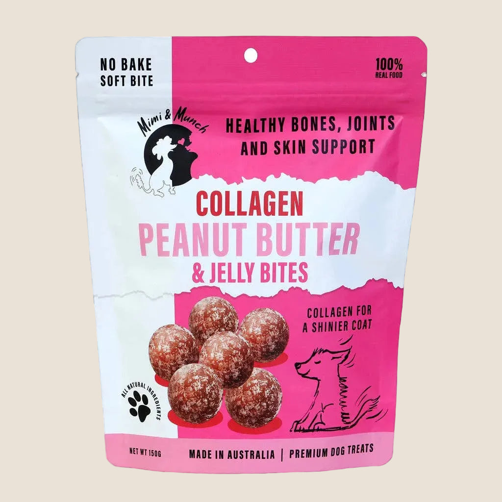 Mimi & Munch Collagen Peanut Butter & Jelly Bites Natural Dog Treats