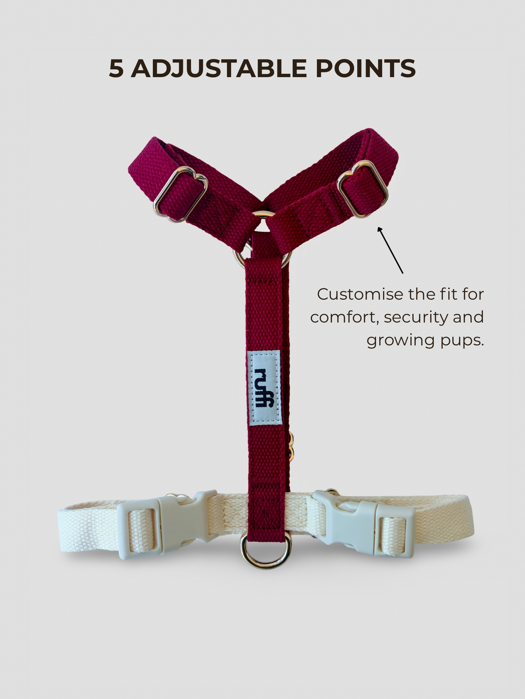 Berry/Cream Adjustable Dog Harness