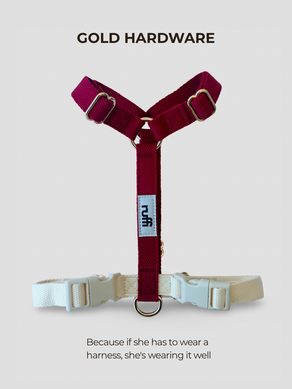 Berry/Cream Adjustable Dog Harness
