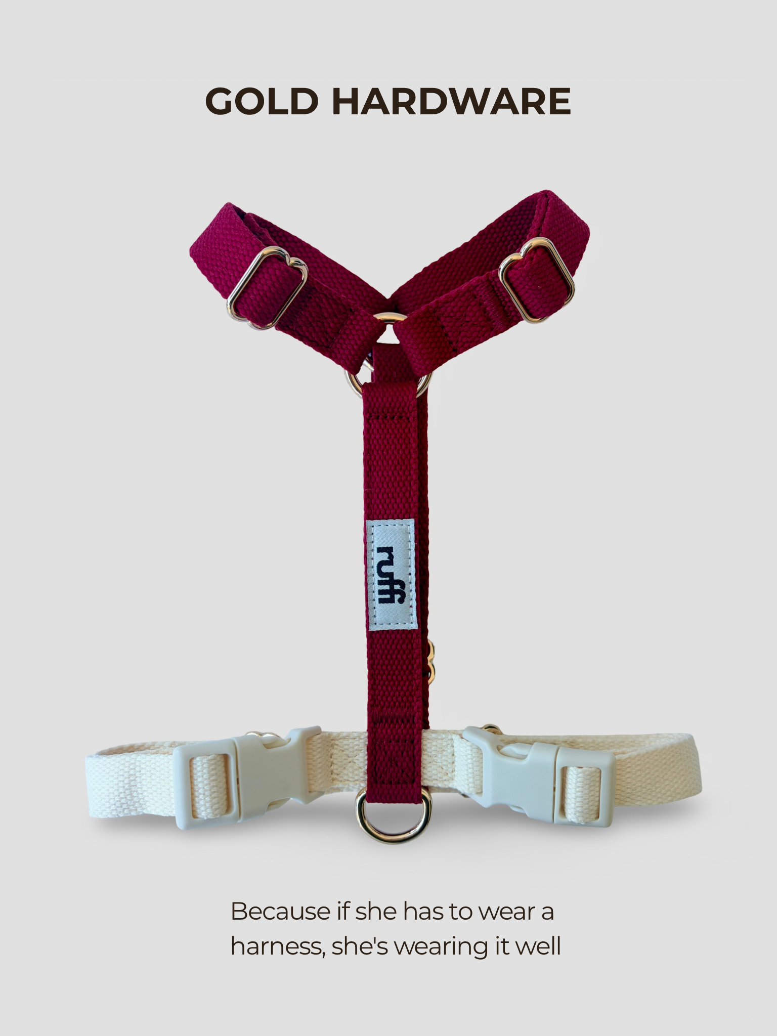 Berry/Cream Adjustable Dog Harness
