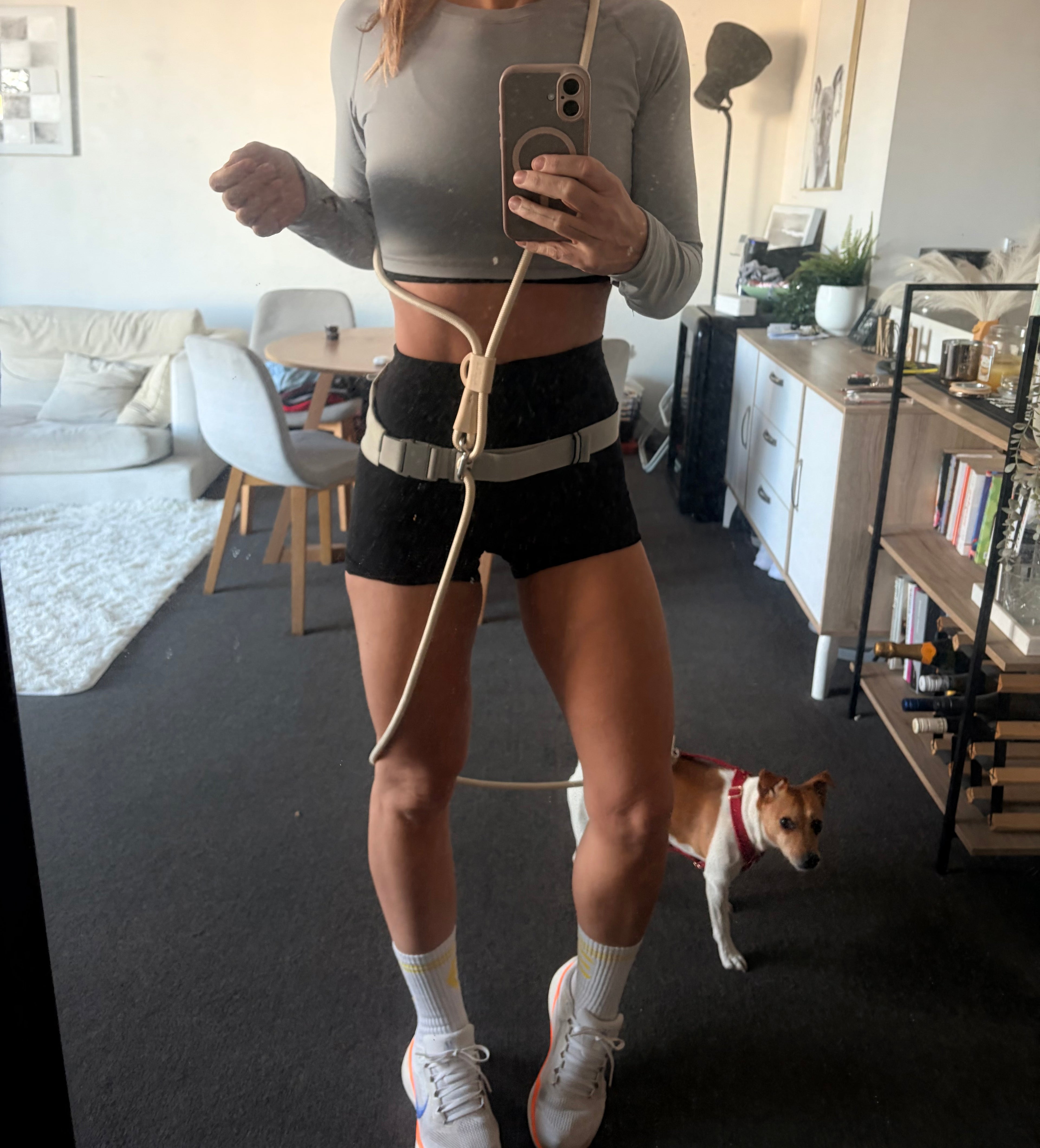 Hands Free Rope Leash Cream