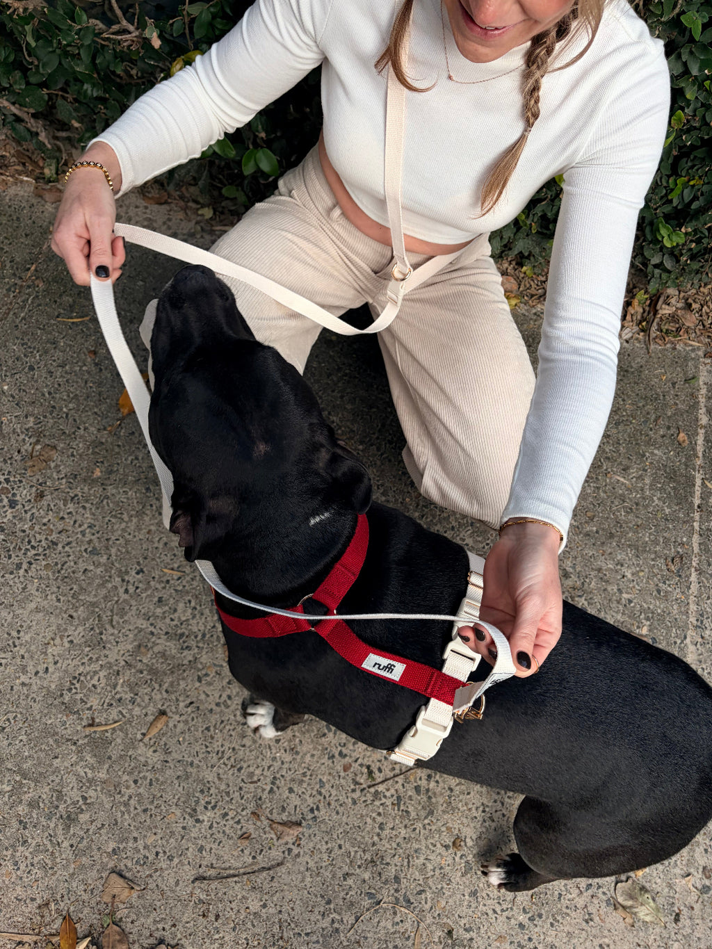 Hands-Free Woven Leash - Cream