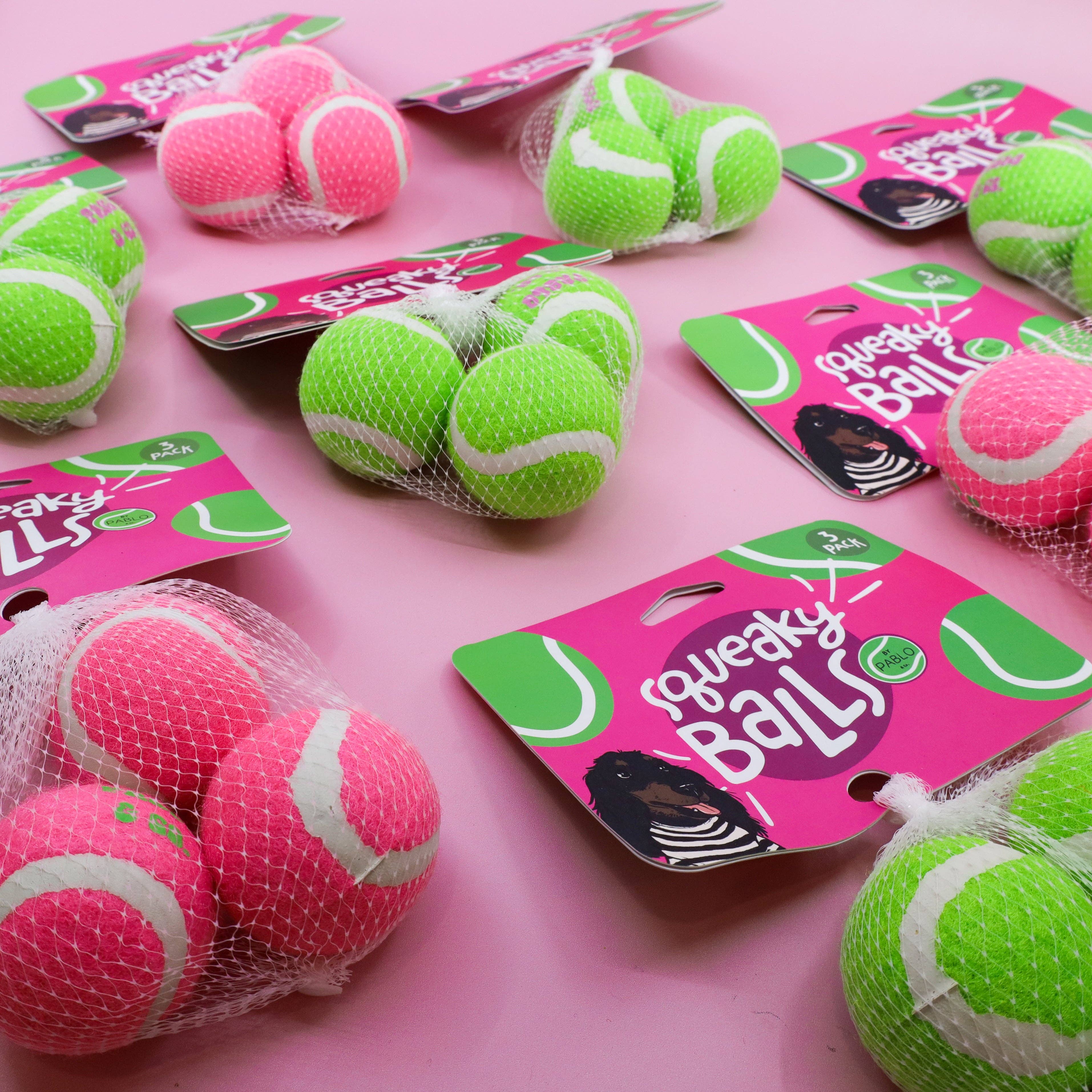 Pack of 3 Squeaky Balls: Pink